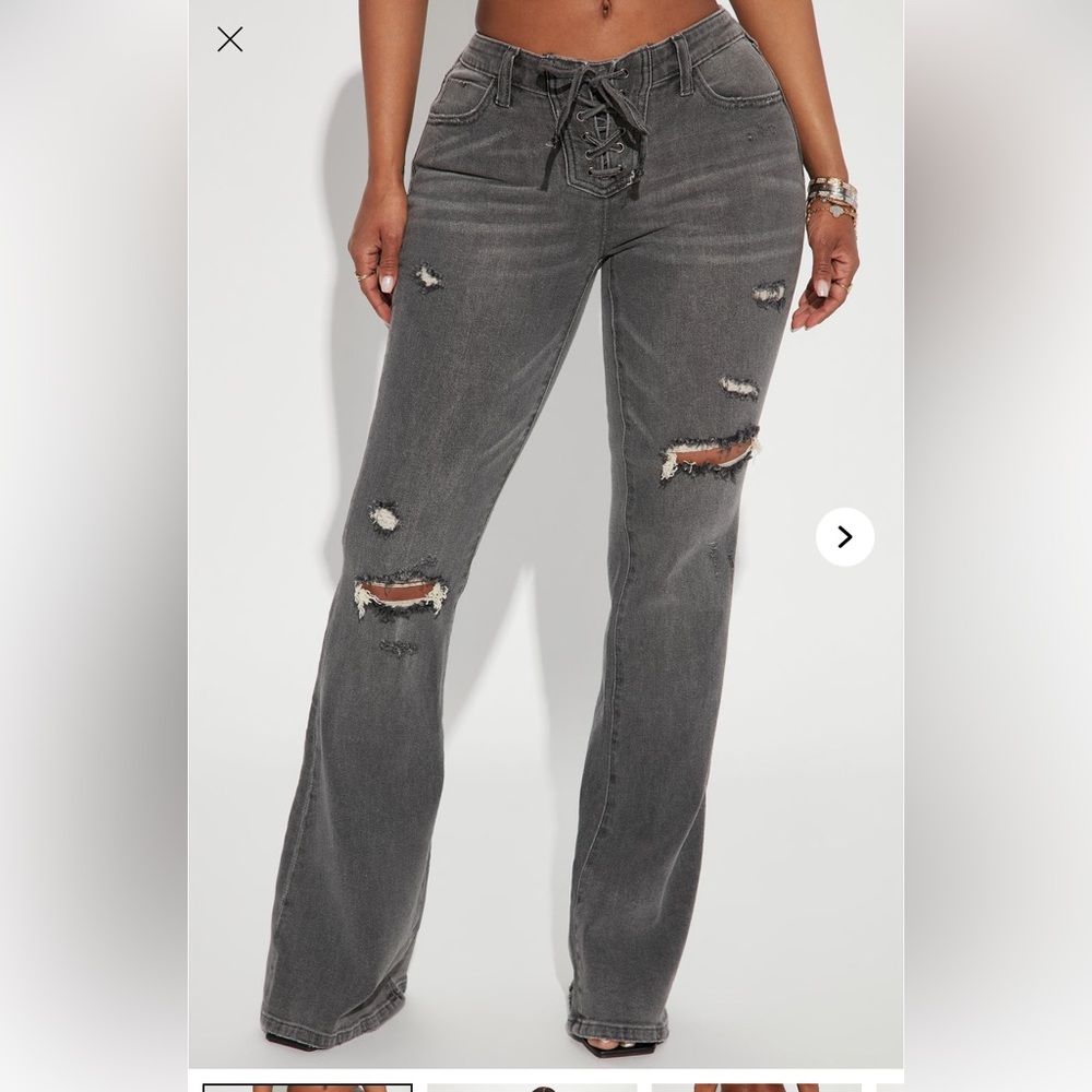 Fashion Nova Gray Flare Wide Leg Jeans